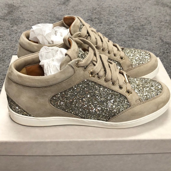 Jimmy Choo Shoes Womens Jimmy Choo Glitter Suede Sneaker